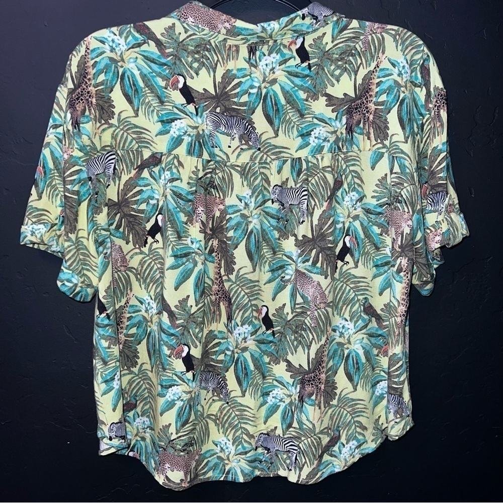 JANE + DELANCEY Women set Green Jungle Print Button Down Shirt XL Animals Zebra - Picture 9 of 17